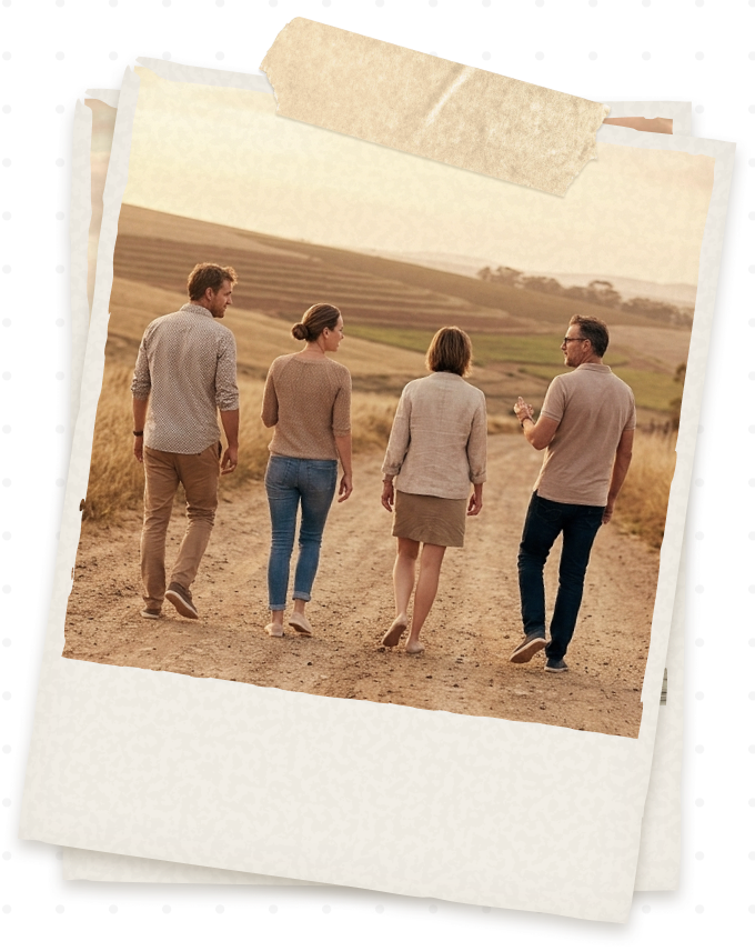 Grupo de personas paseando por el campo